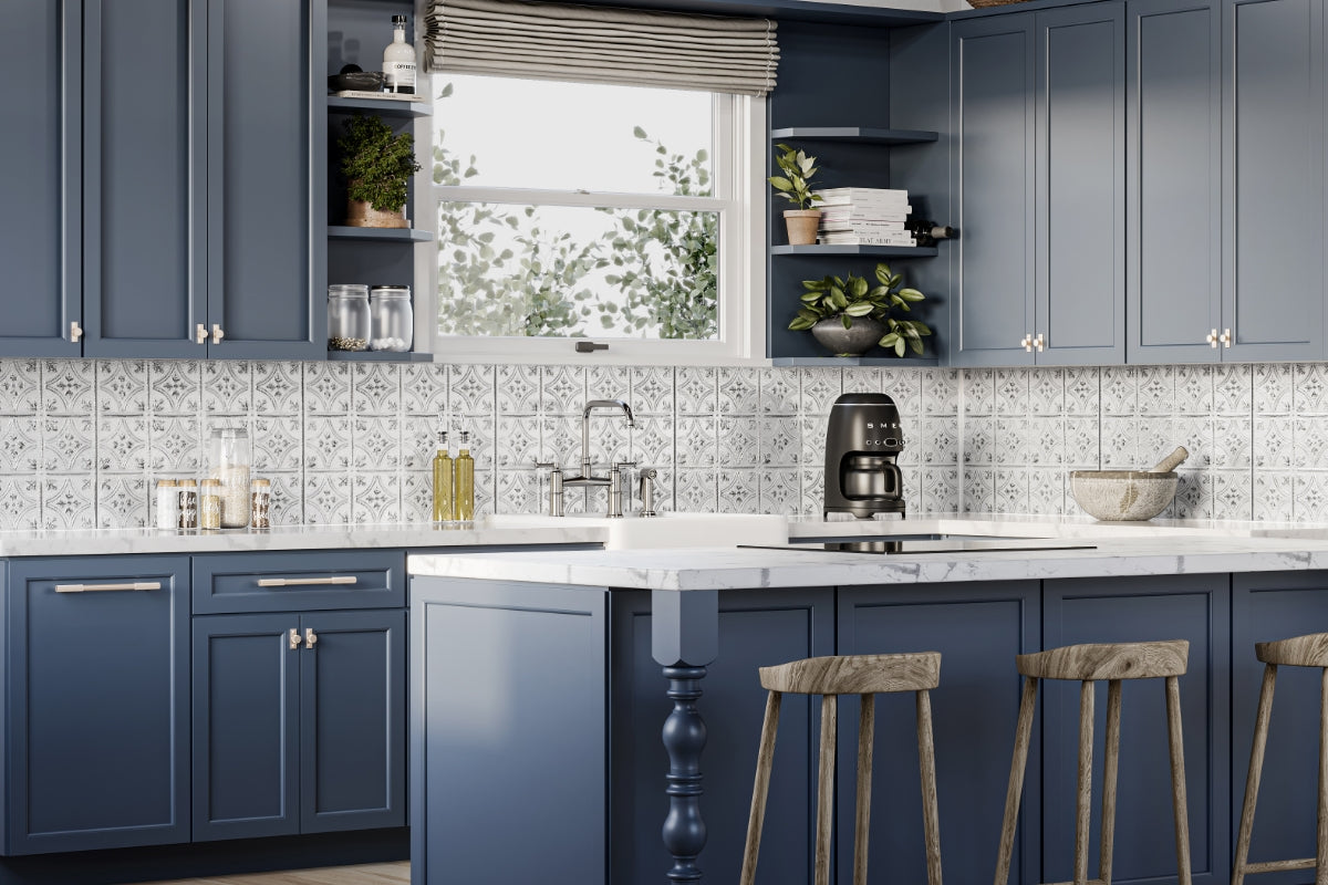 Pairing Perfection: What Goes with Blue Cabinets | American Tin Ceilings Pairing Perfection: What Goes with Blue Cabinets | American Tin Ceilings